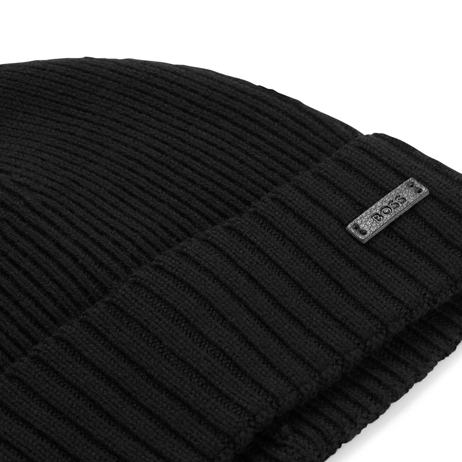 BOSS FATI RIBBED VIRGIN WOOL BEANIE HAT HUGO BOSS