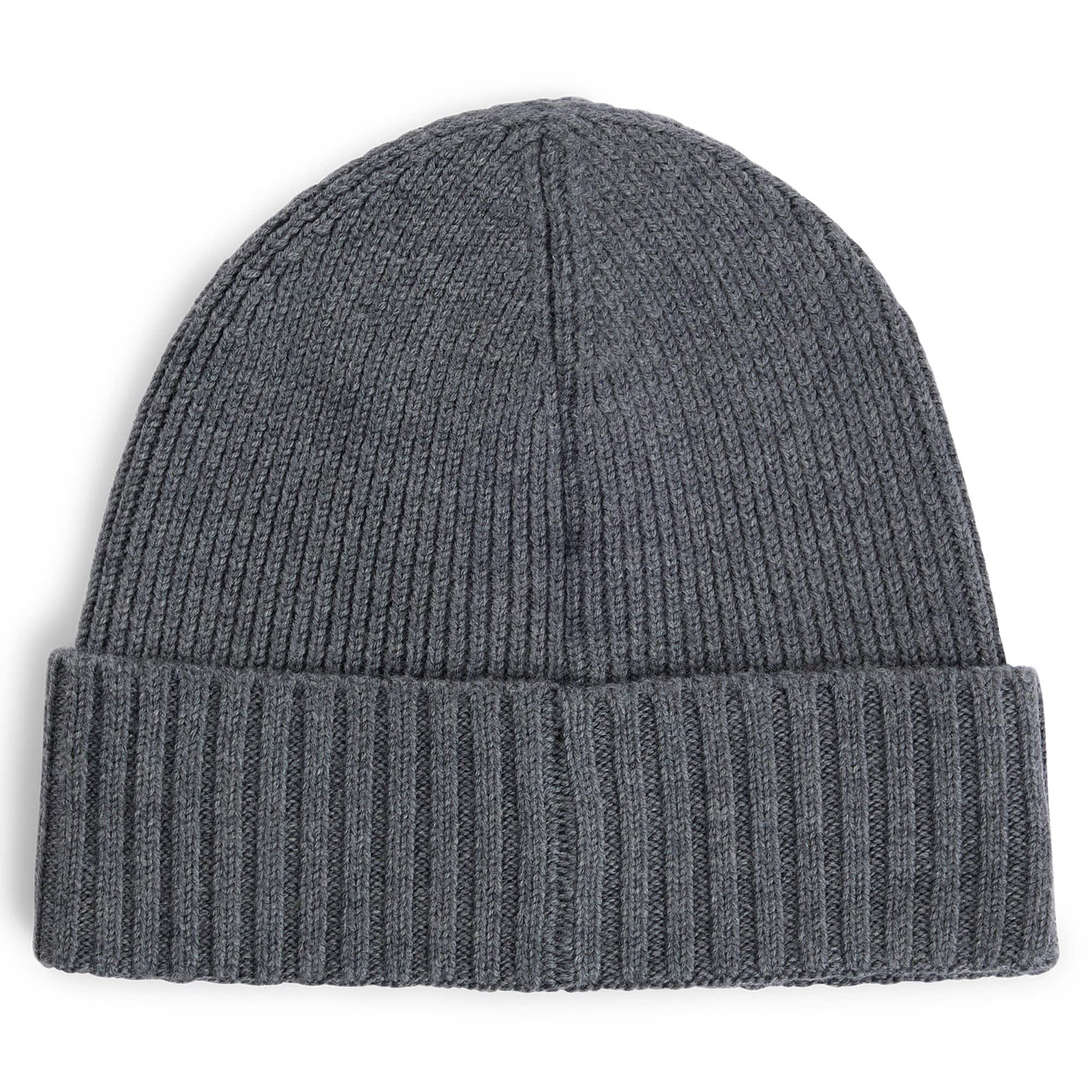 BOSS FATI RIBBED VIRGIN WOOL BEANIE HAT