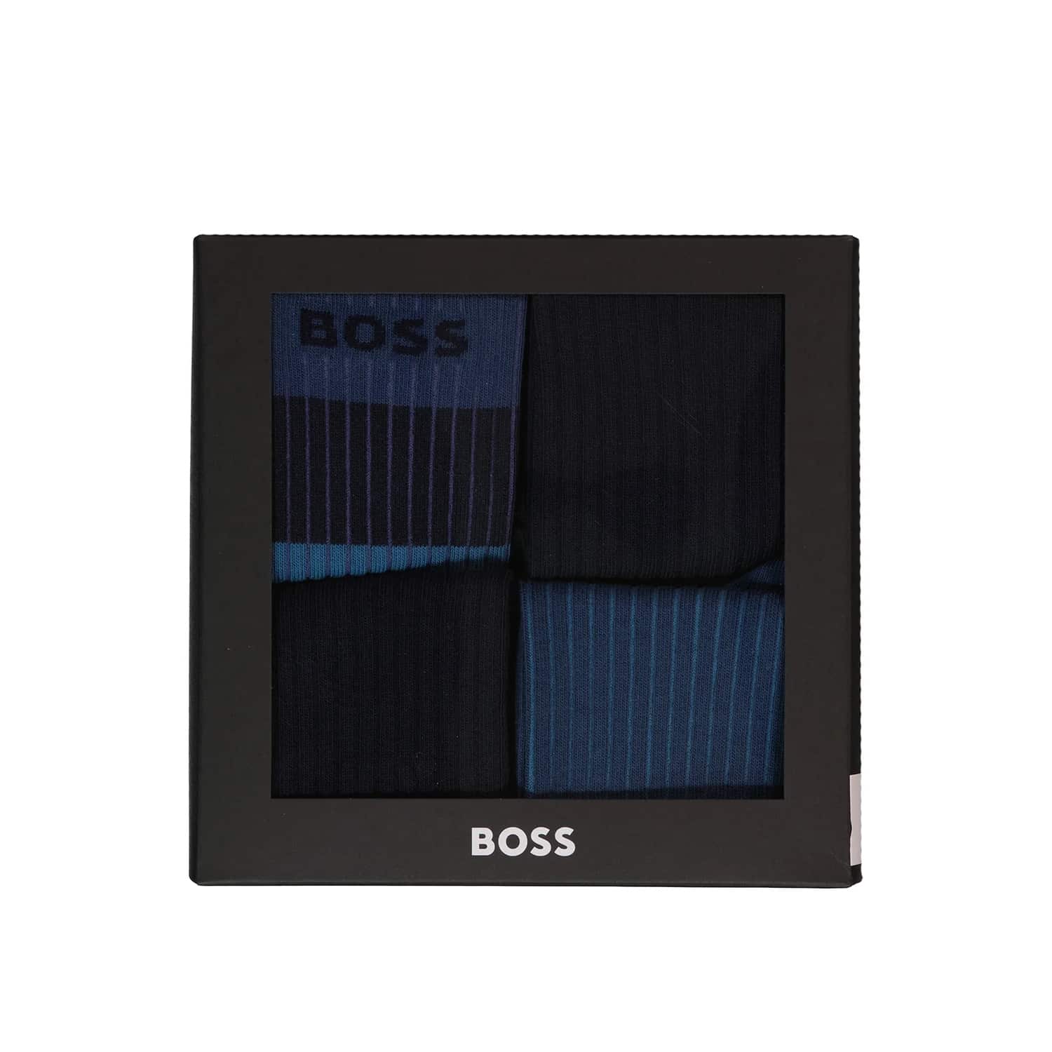 BOSS GIFT-BOXED REGULAR-LENGTH FOUR-PACK SOCKS