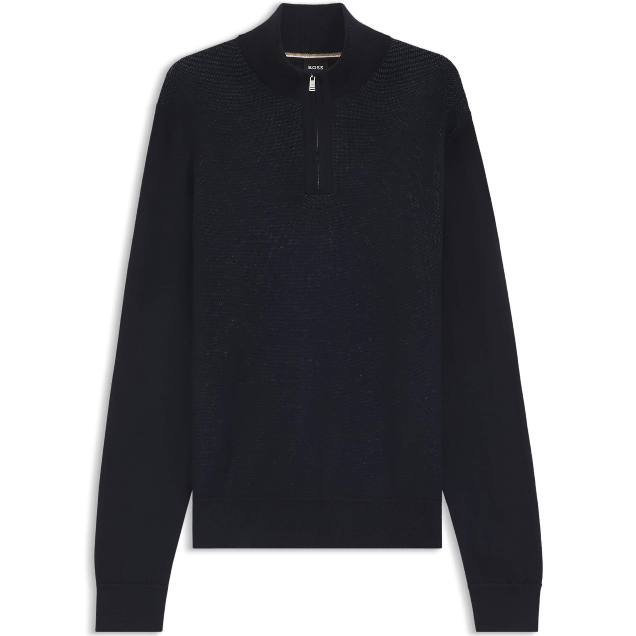 BOSS H-ILLARIO 1/4 ZIP ITALIAN VIRGIN WOOL KNIT JUMPER