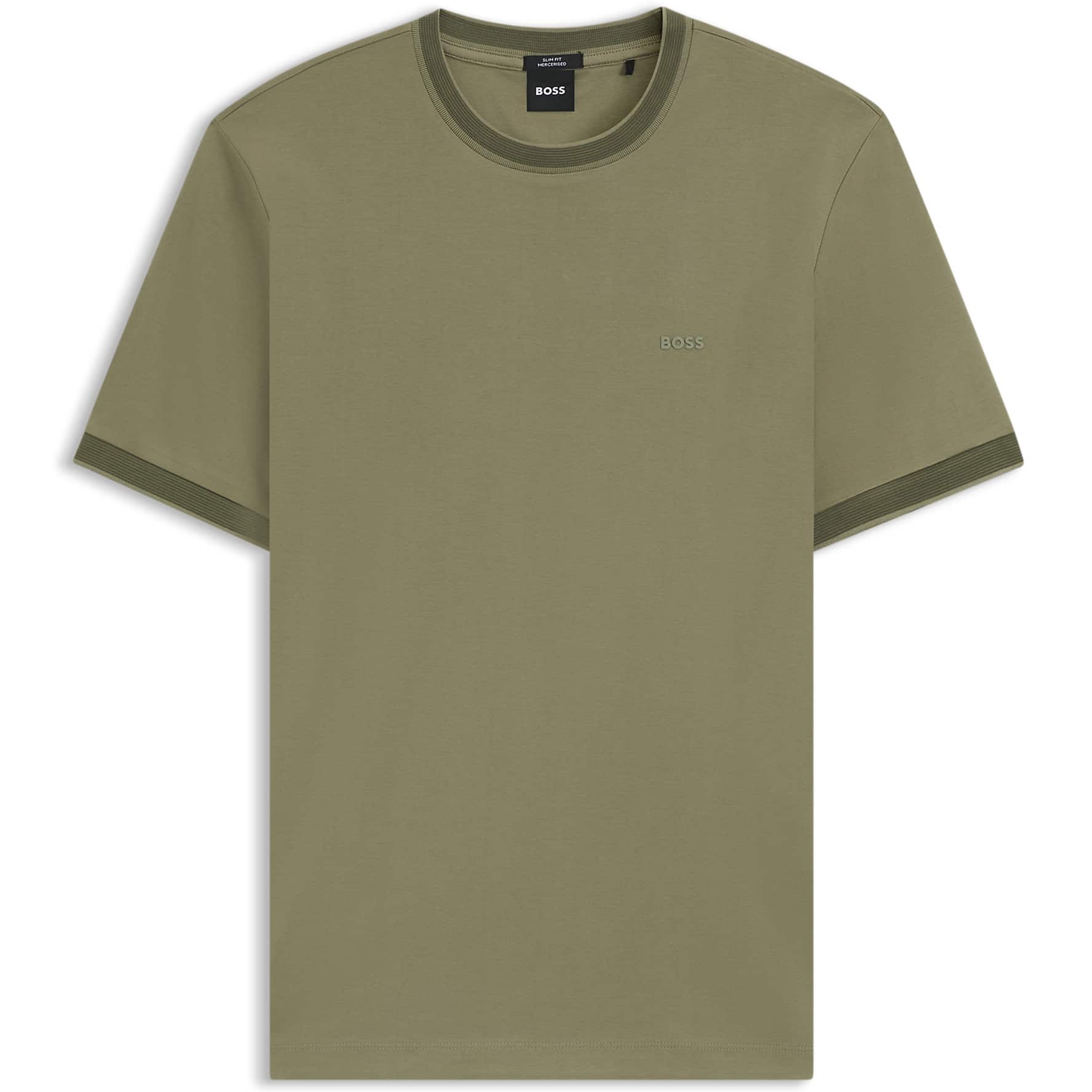 BOSS H-TESSLER 200 CONTRAST TRIM MERCERISED-COTTON T-SHIRT