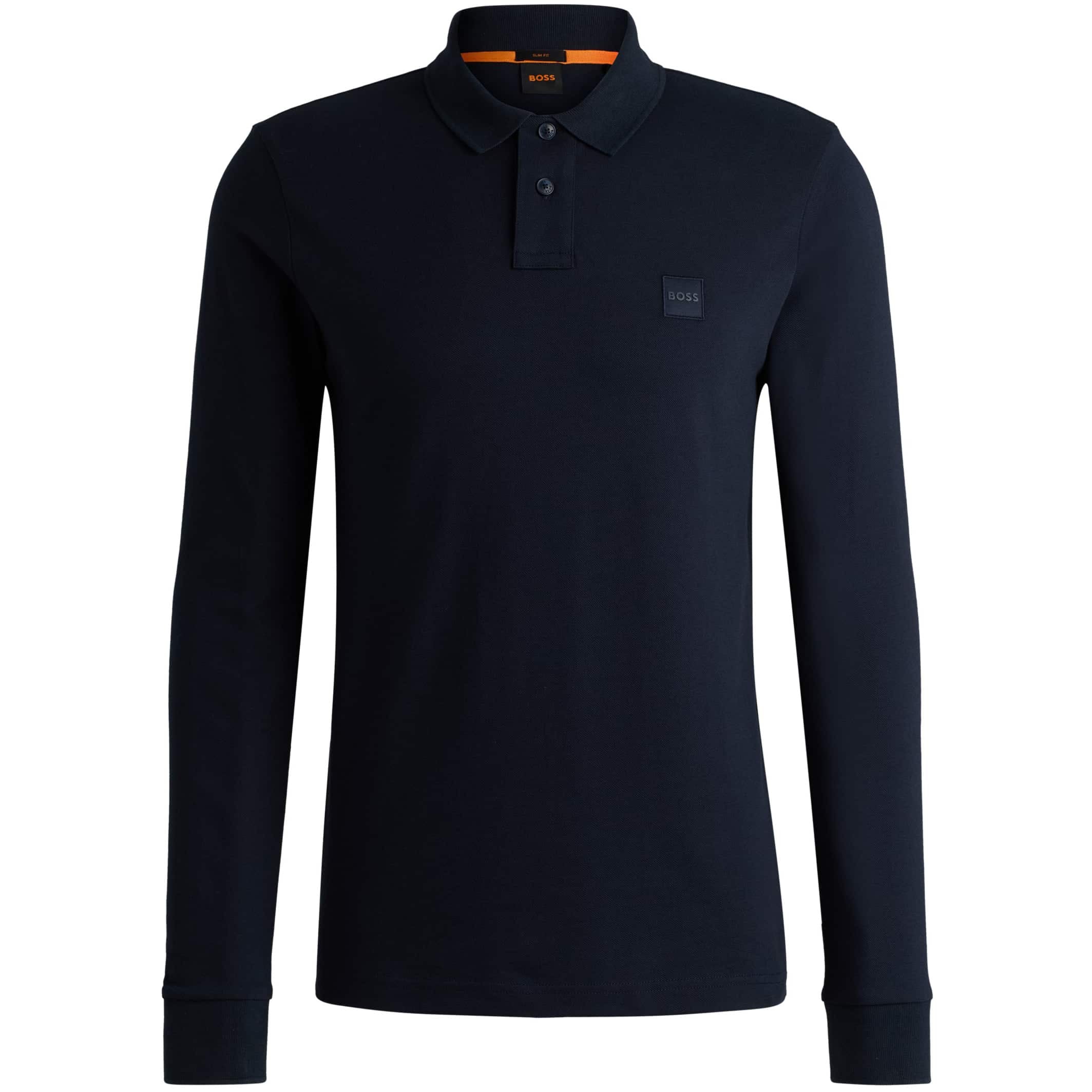 BOSS PASSERBY STRETCH-COTTON LONG SLEEVE POLO SHIRT