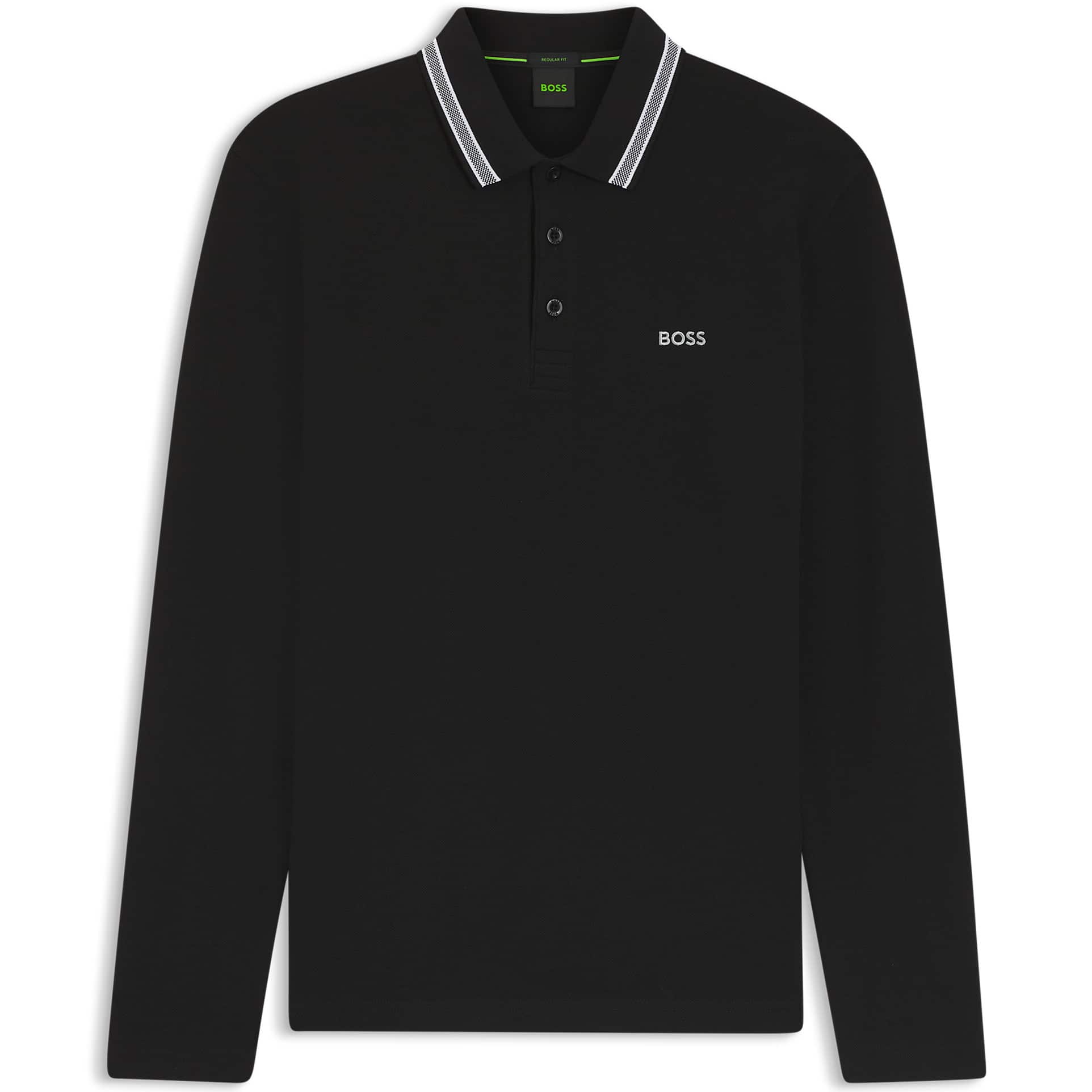BOSS PLISY COTTON-PIQUÉ LONG SLEEVE POLO SHIRT