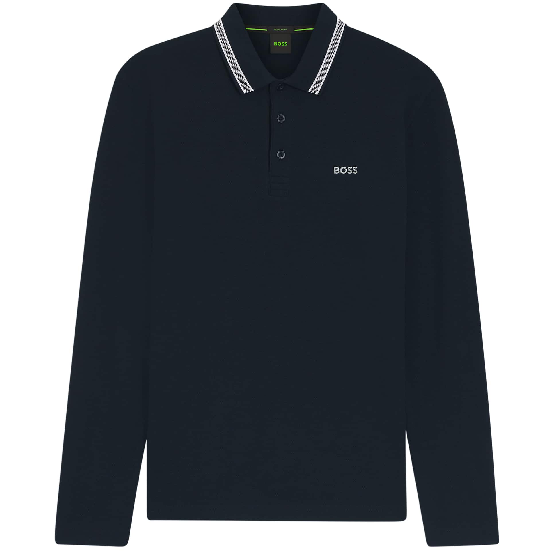 BOSS PLISY COTTON-PIQUÉ LONG SLEEVE POLO SHIRT