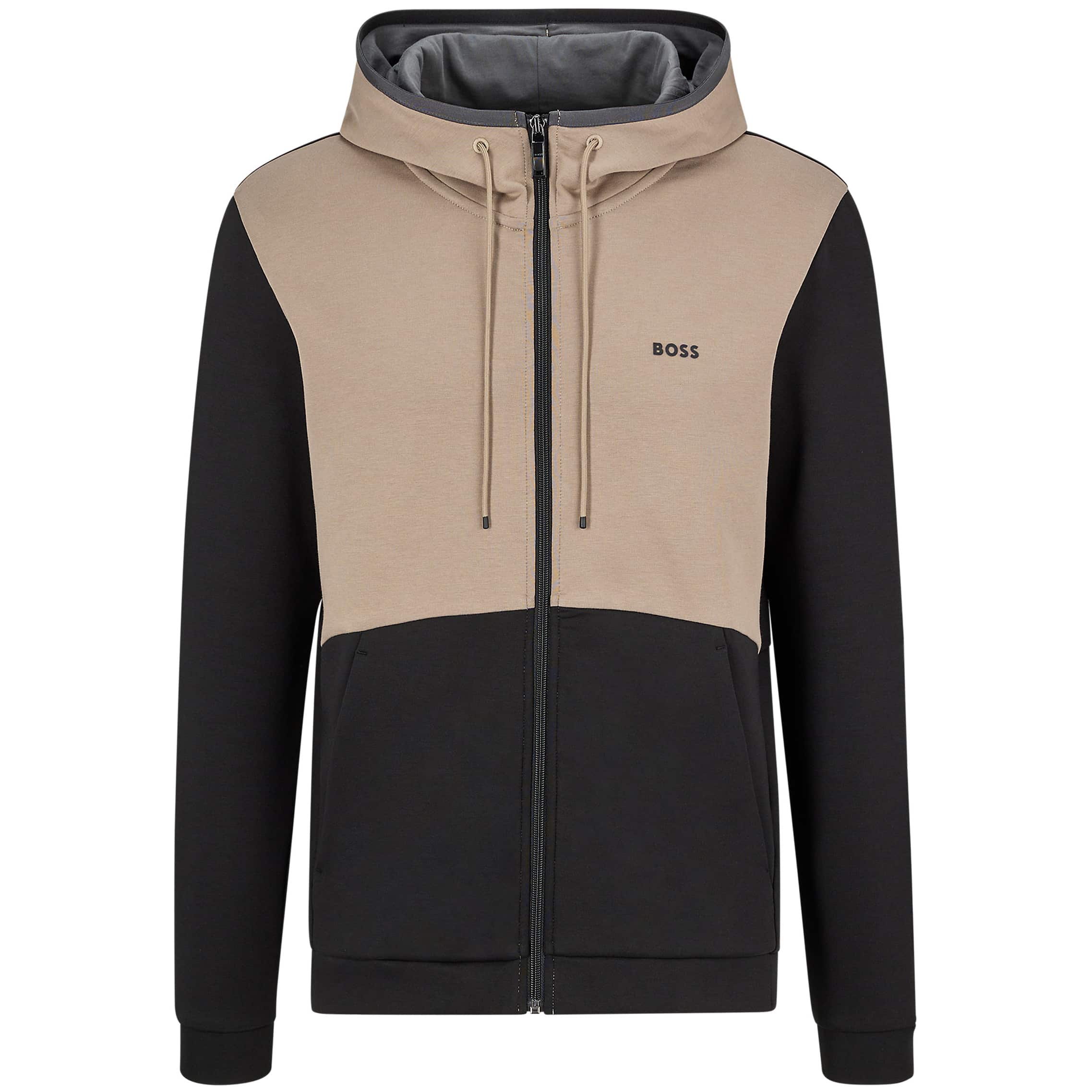 BOSS SAGGY 1 LOGO TAPE ZIP-UP HOODIE