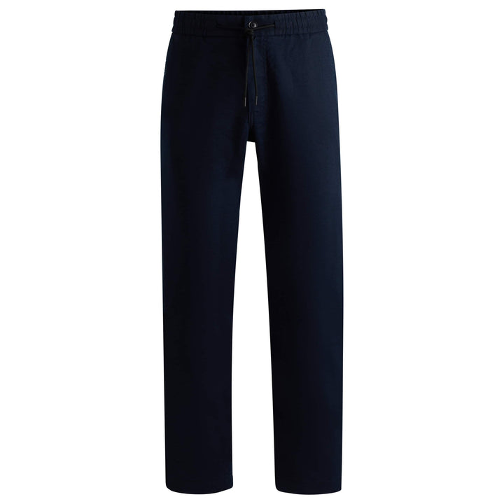 BOSS SANDERSON-L LINEN BLEND TAPERED-FIT TROUSERS