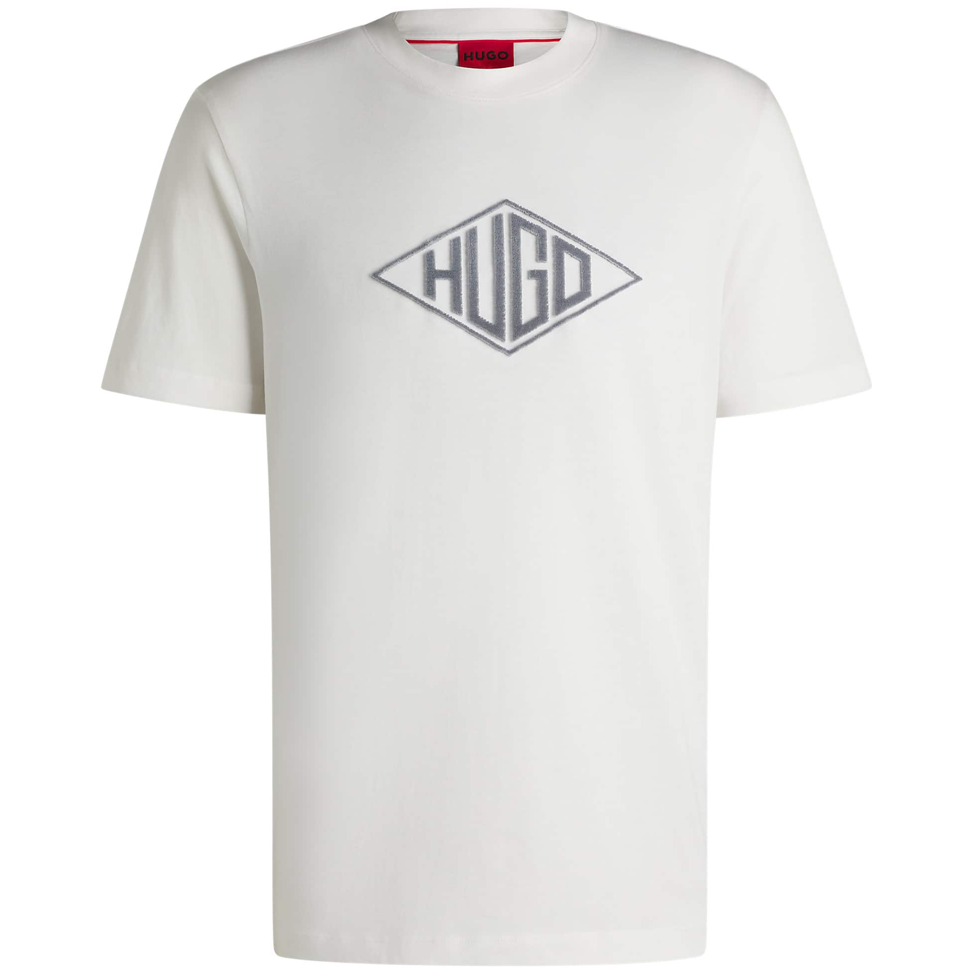 HUGO DALENDI GEOMETRIC FLOCKED LOGO T-SHIRT