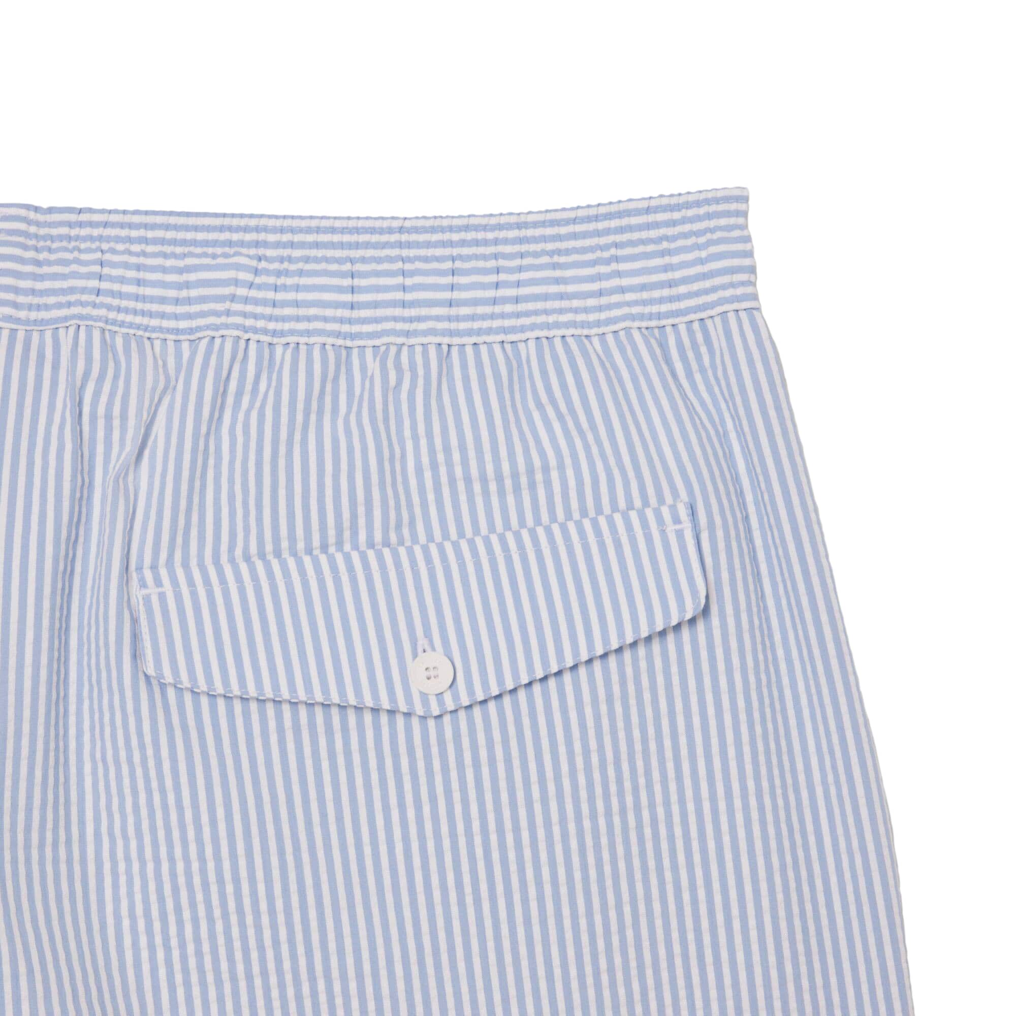 LACOSTE STRIPED TEXTURED MID LENGTH SWIM TRUNKS