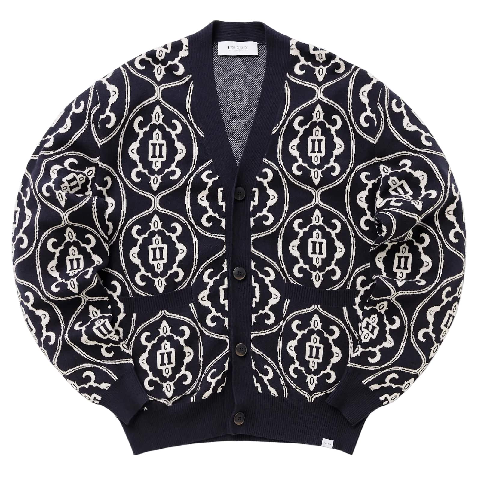 LES DEUX ORNAMENT INTARSIA CARDIGAN