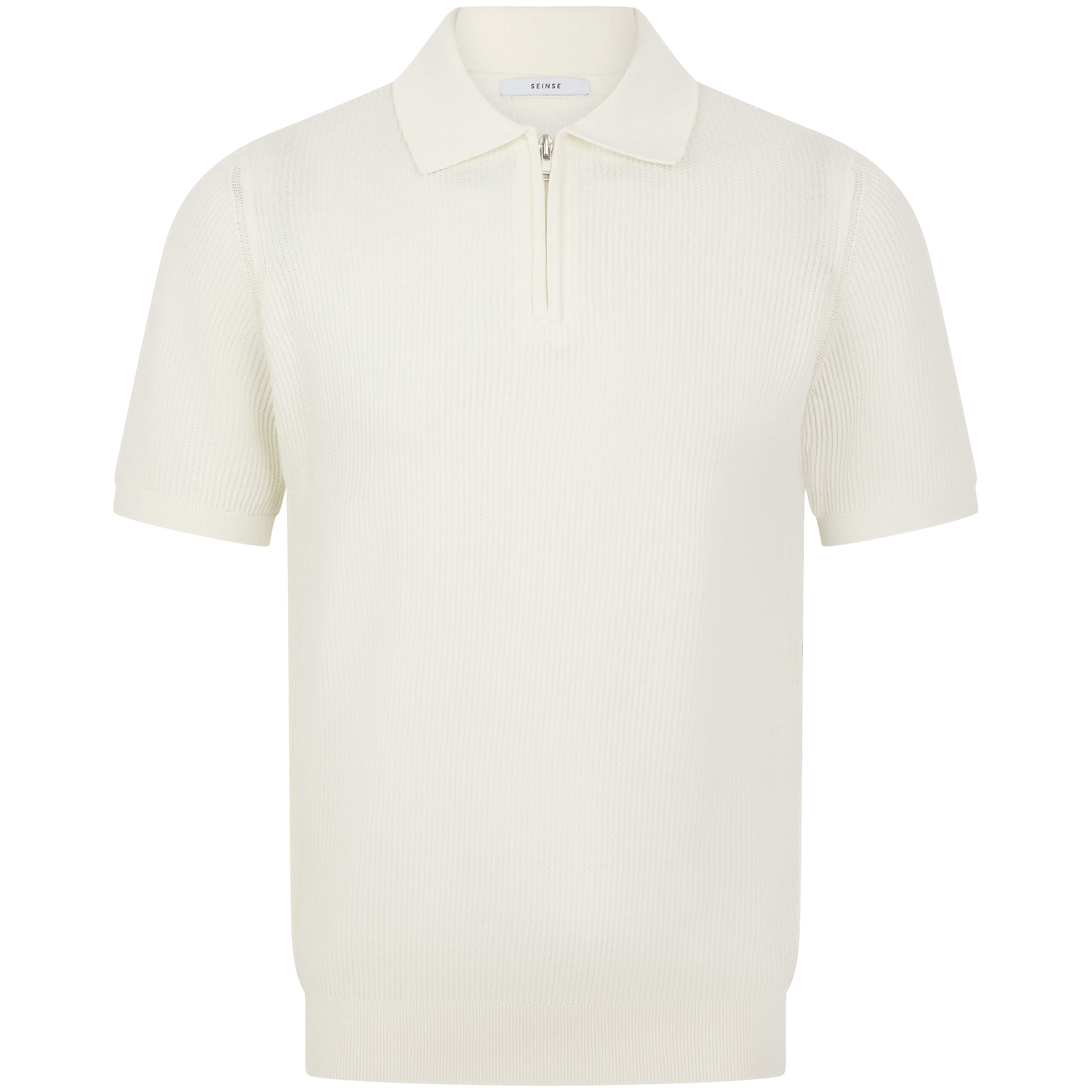 SEINSE TEXTURED-KNIT HALF-ZIP POLO SHIRT