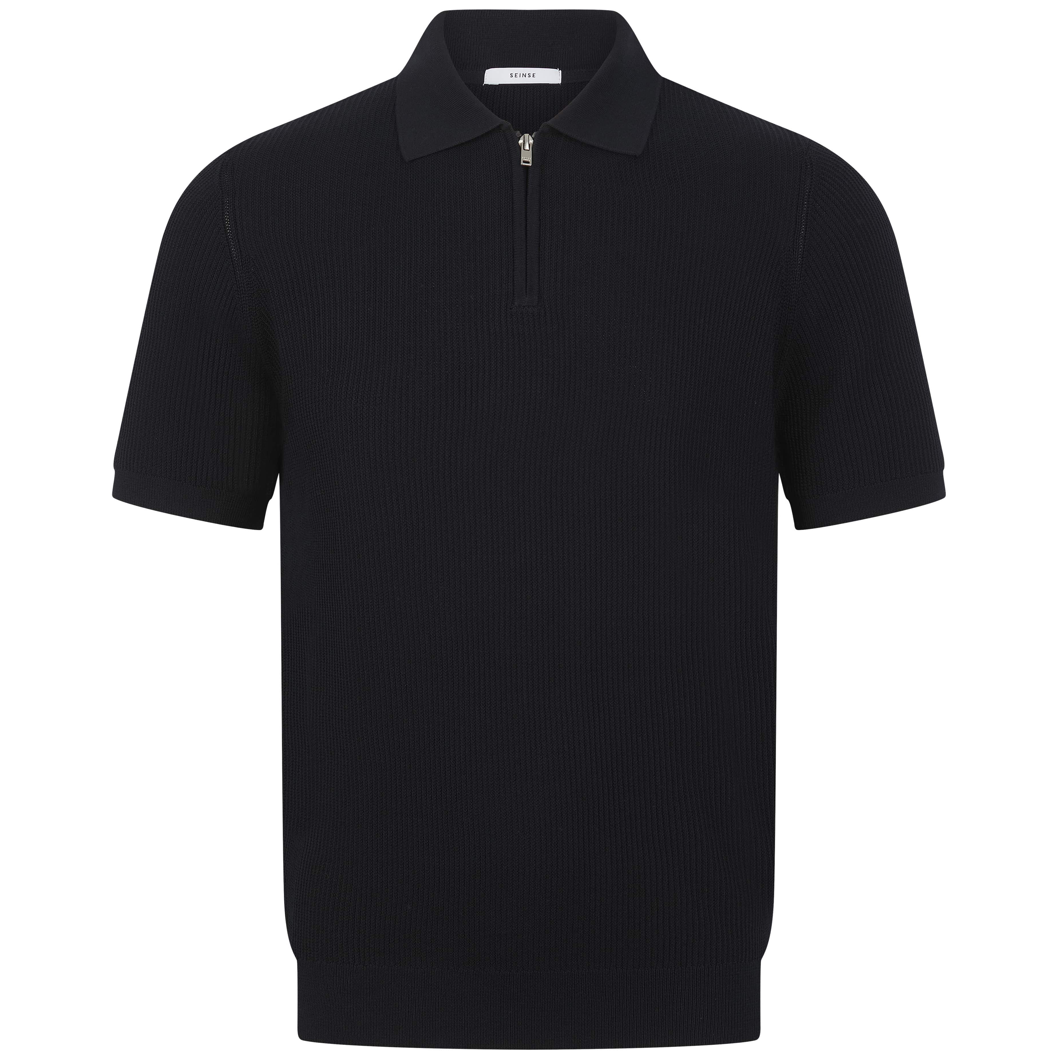 SEINSE TEXTURED-KNIT HALF-ZIP POLO SHIRT