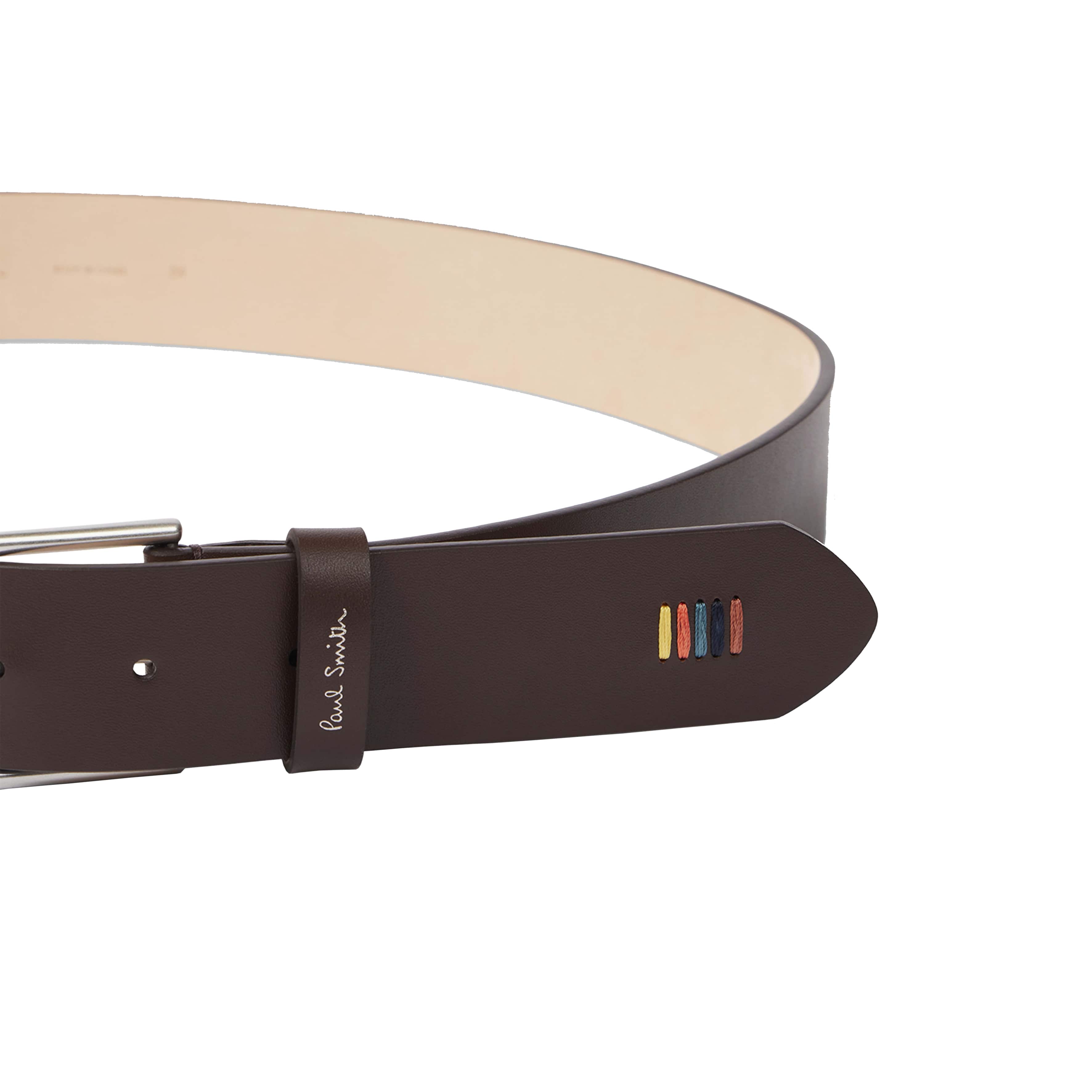 PAUL SMITH ARTIST STRIPE STITCH LEATHER BELT