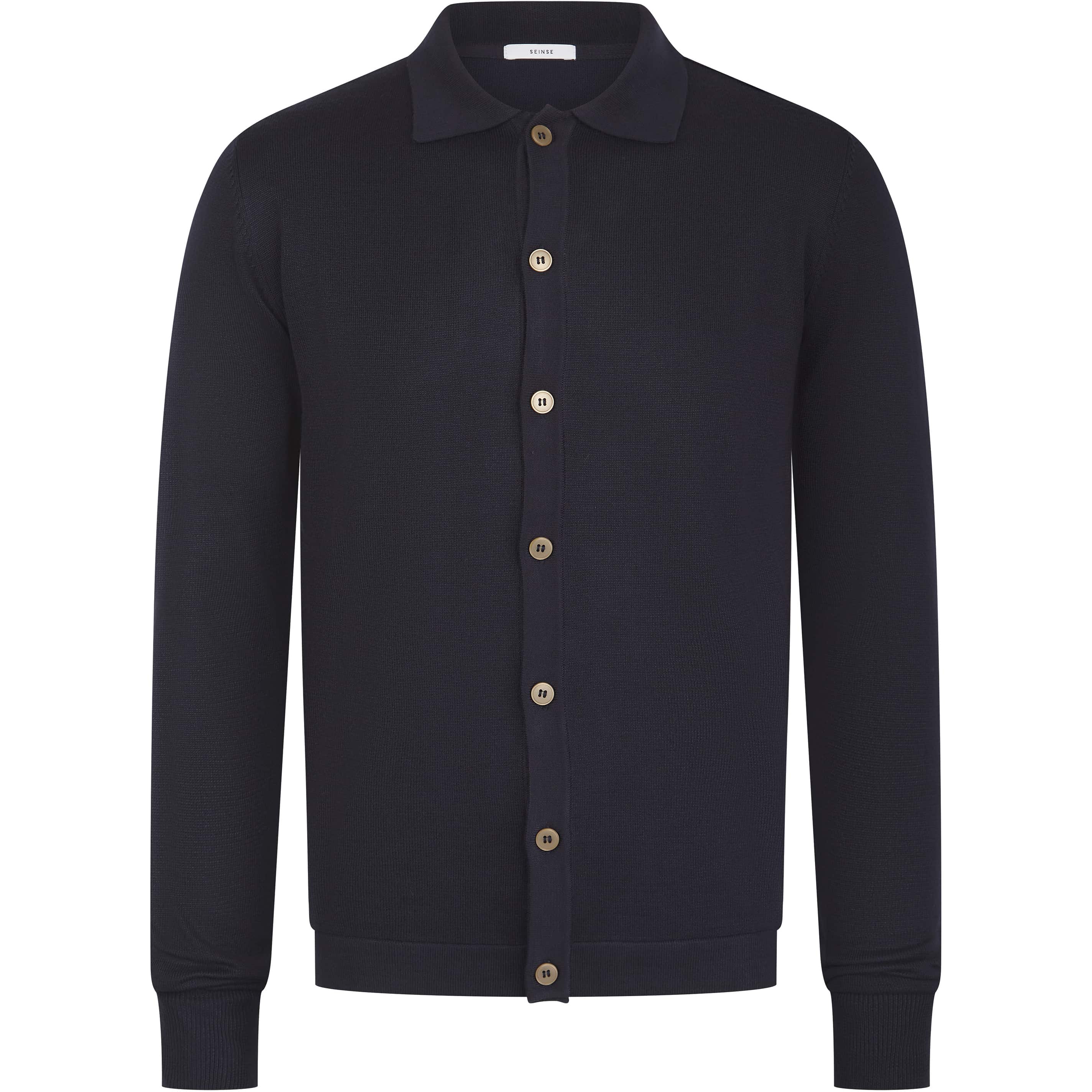 SEINSE COLLARED BUTTON KNIT CARDIGAN