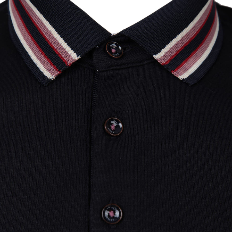 TED BAKER S/S STRIPED COLLAR POLO 229996 NAVY
