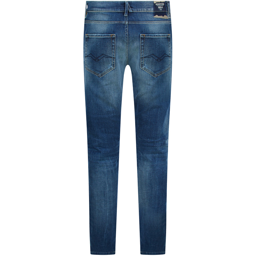 REPLAY MICKYM BROKEN EDGE TAPERED FIT JEANS