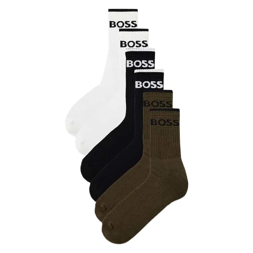 BOSS 6 PACK RIBBED SHORT SOCKS