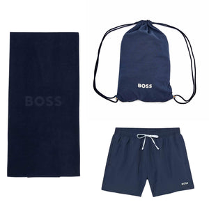 BOSS BEACH TOWEL & SWIM SHORTS SET