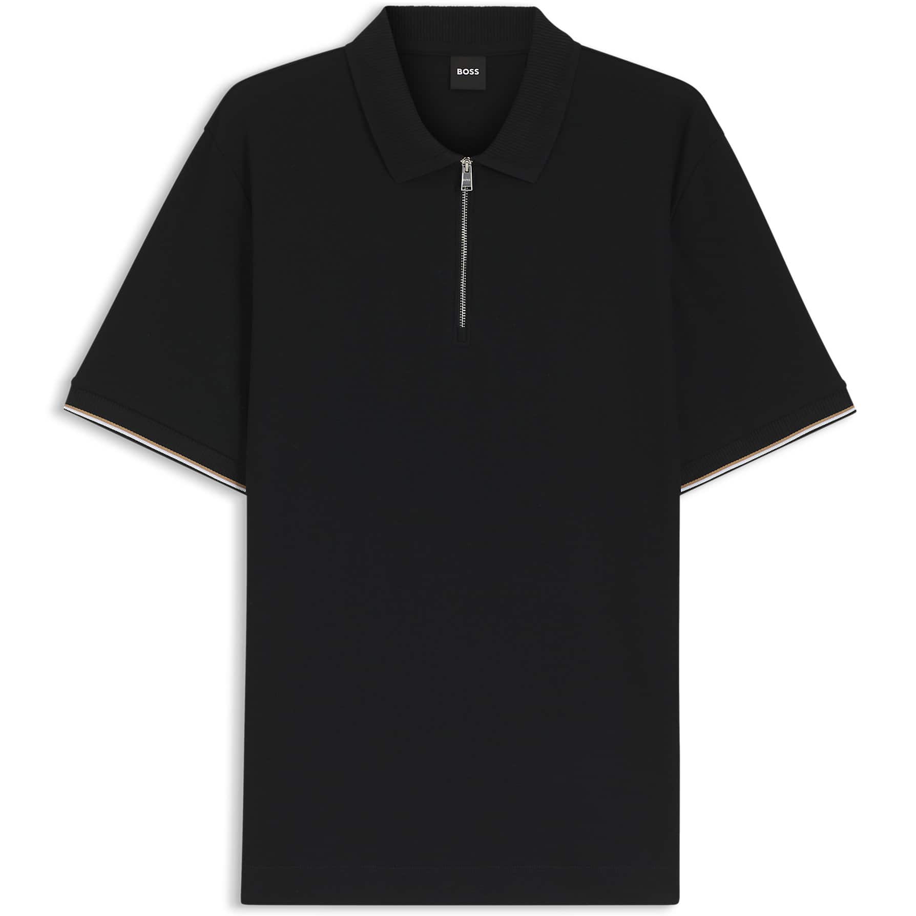 BOSS C-PEI 04 ZIP NECK COTTON-PIQUÉ POLO SHIRT