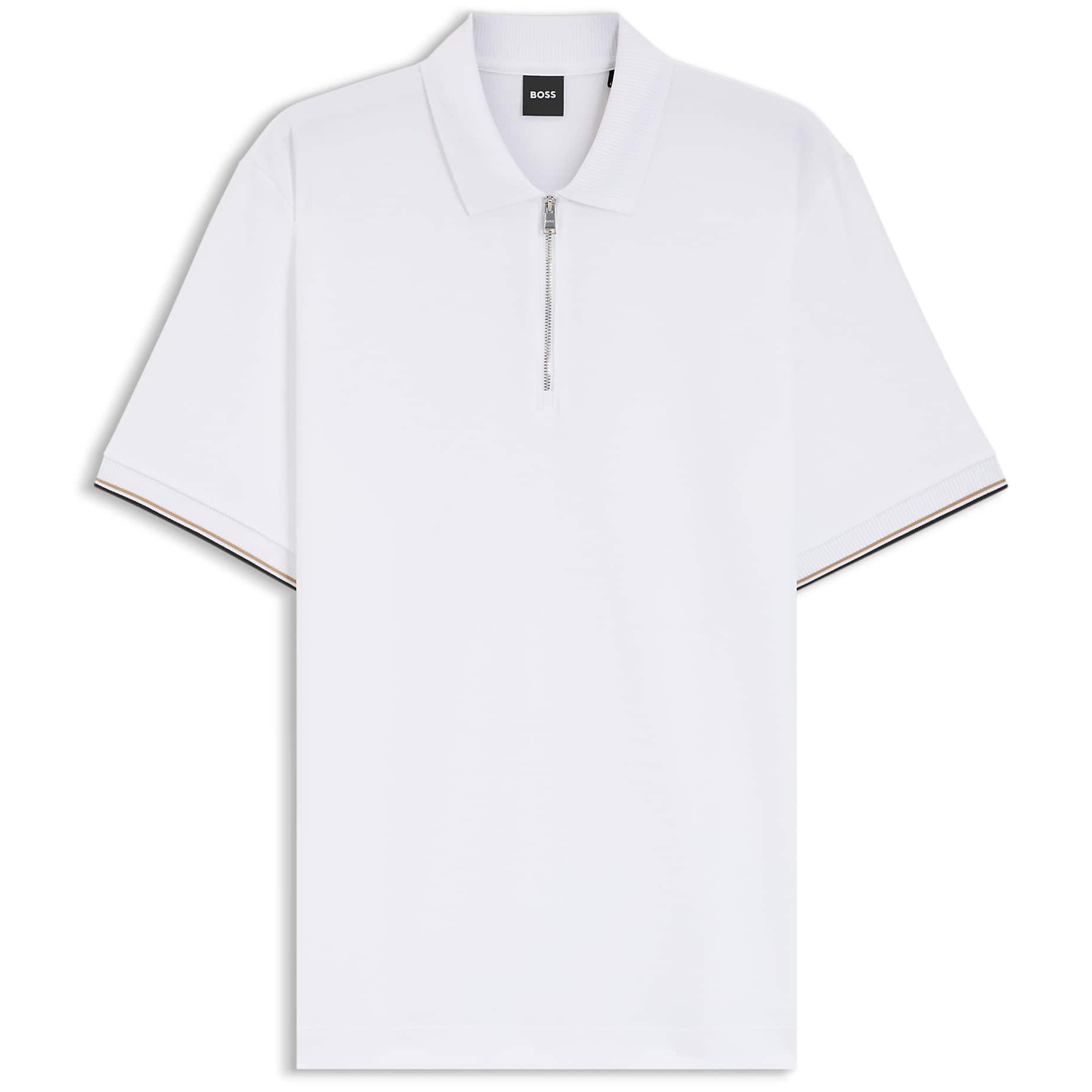 BOSS C-PEI 04 ZIP NECK COTTON-PIQUÉ POLO SHIRT