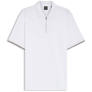 BOSS C-PEI 04 ZIP NECK COTTON-PIQUÉ POLO SHIRT