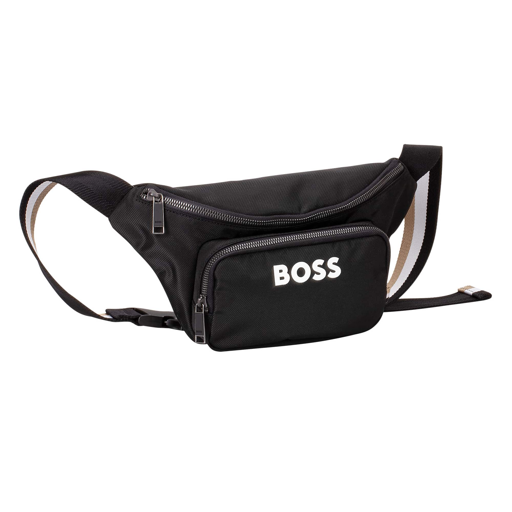 BOSS CATCH 3.0 SIGNATURE-STRIPE STRAP BUMBAG