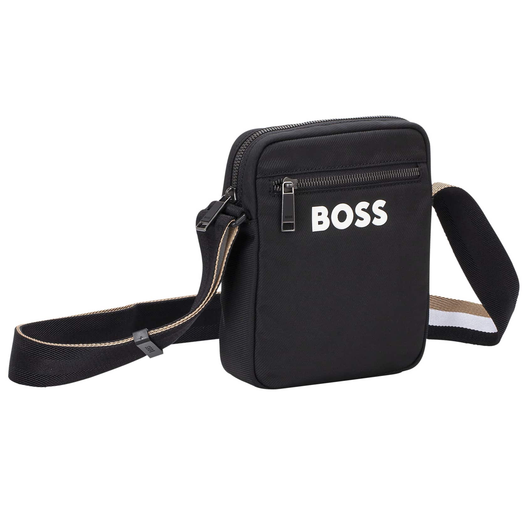 BOSS CATCH 3.0 SIGNATURE-STRIPE STRAP CROSS-BODY BAG