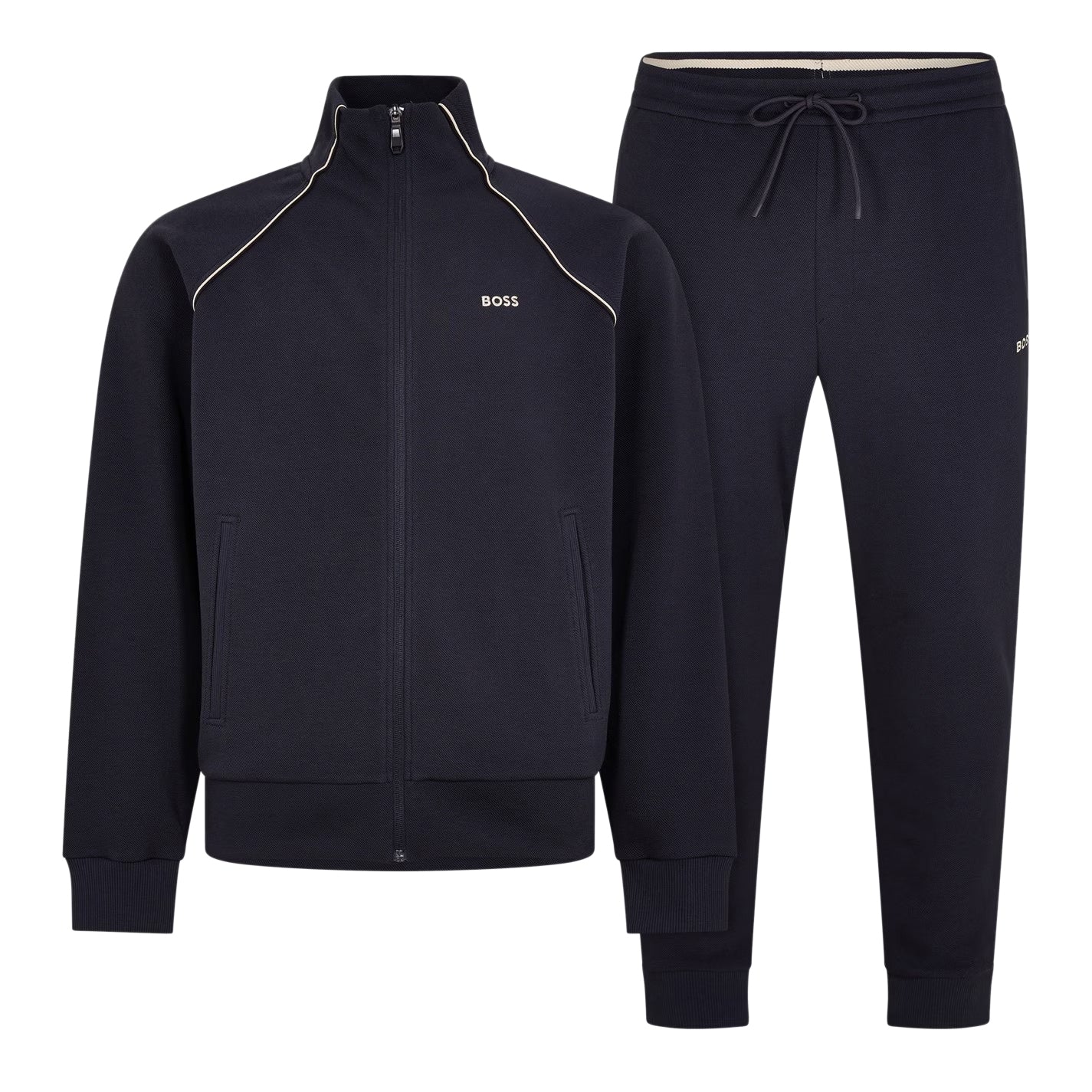 BOSS CONTRAST PIPING COTTON-BLEND TRACKSUIT SET