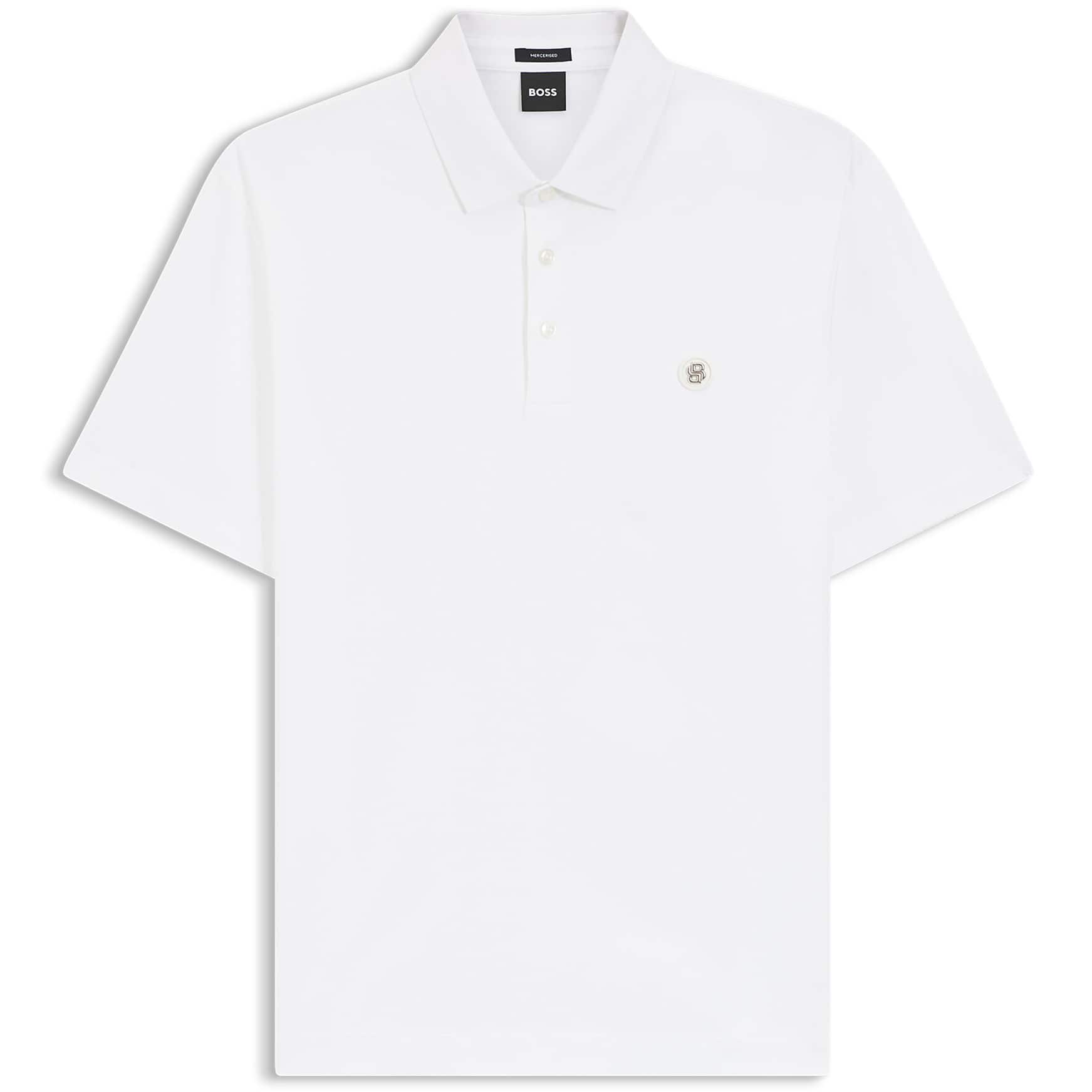 BOSS DOUBLE B MONOGRAM MERCERISED-COTTON POLO SHIRT