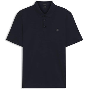BOSS DOUBLE B MONOGRAM MERCERISED-COTTON POLO SHIRT