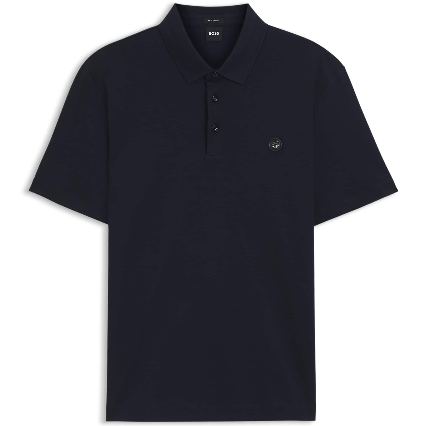 BOSS DOUBLE B MONOGRAM MERCERISED-COTTON POLO SHIRT