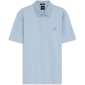 BOSS DOUBLE B MONOGRAM MERCERISED-COTTON POLO SHIRT