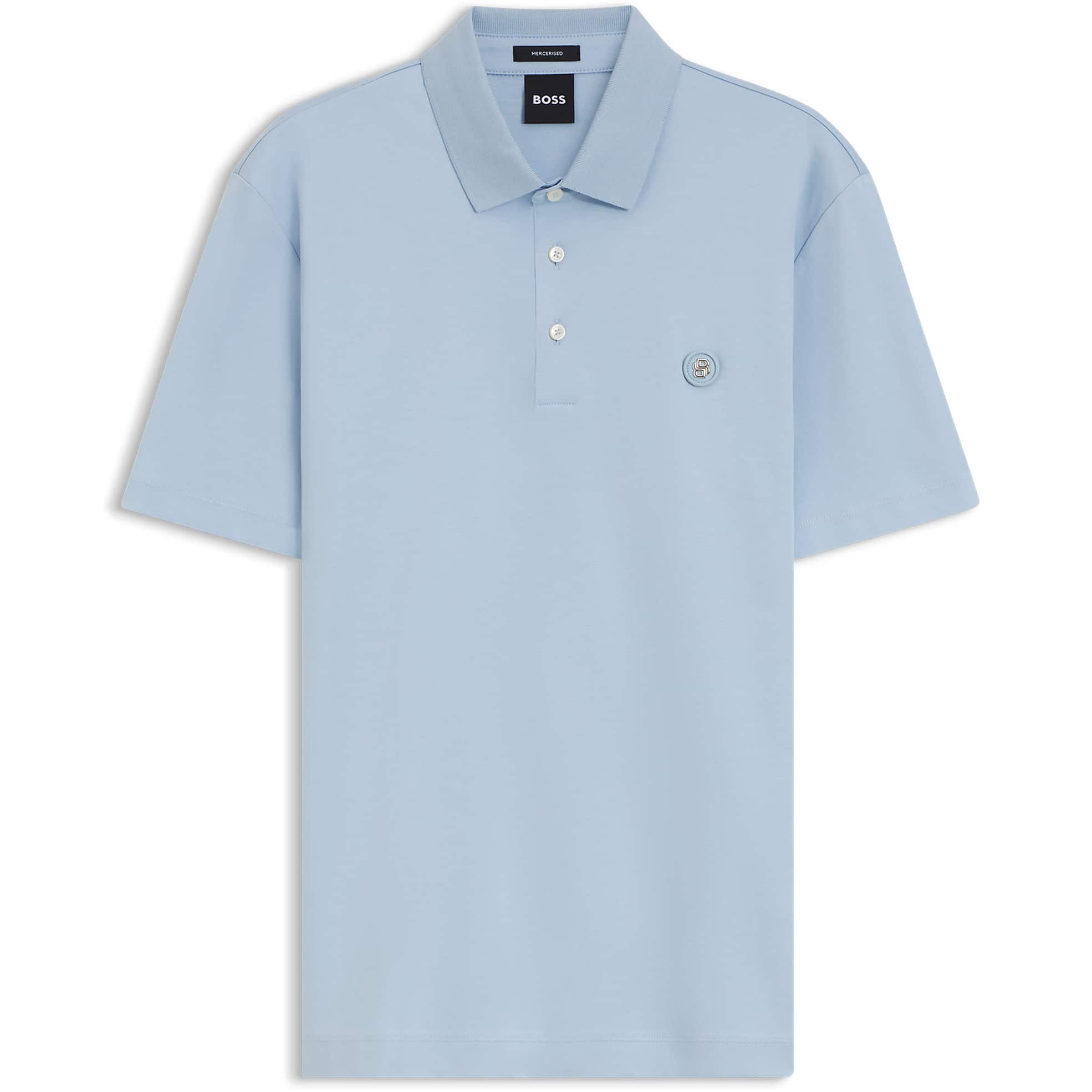 BOSS DOUBLE B MONOGRAM MERCERISED-COTTON POLO SHIRT