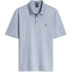 BOSS DOUBLE B MONOGRAM MERCERISED-COTTON POLO SHIRT
