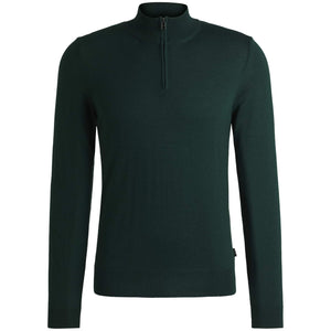 BOSS EBENJI ZIP-NECK VIRGIN WOOL KNIT JUMPER