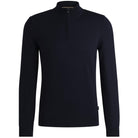 BOSS EBENJI ZIP-NECK VIRGIN WOOL KNIT JUMPER