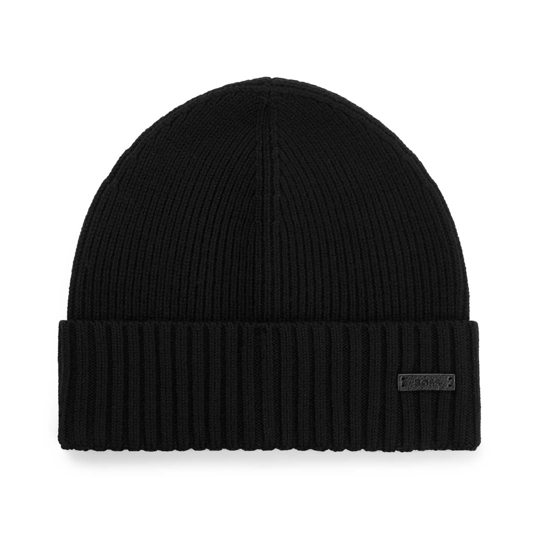 BOSS FATI RIBBED BEANIE HAT IN RESPONSIBLE VIRGIN WOOL