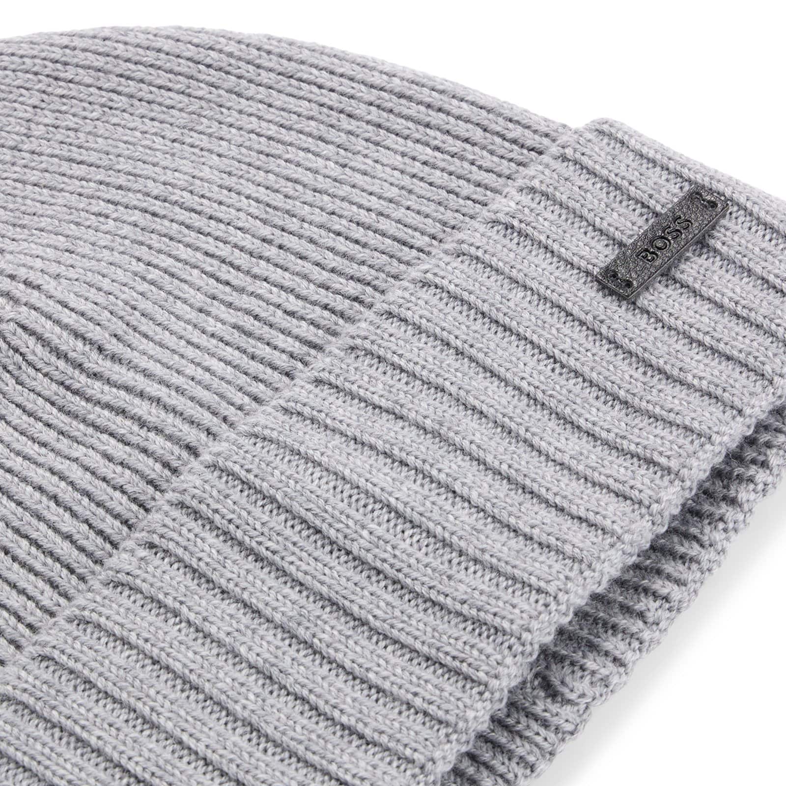 BOSS FATI RIBBED BEANIE HAT IN RESPONSIBLE VIRGIN WOOL