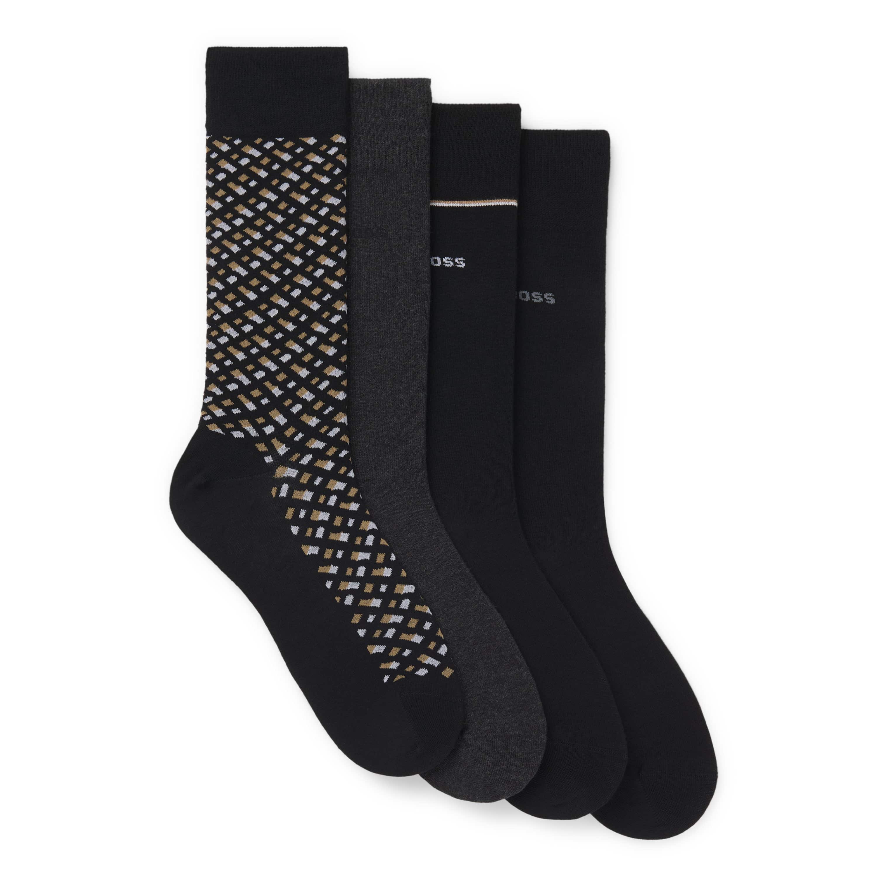 BOSS GIFT-BOXED REGULAR-LENGTH FOUR-PACK SOCKS