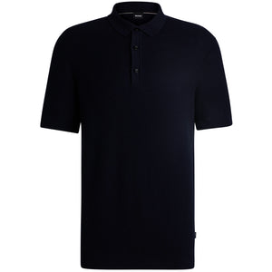 BOSS H-DAREMO MIXED STRUCTURE KNIT POLO SHIRT