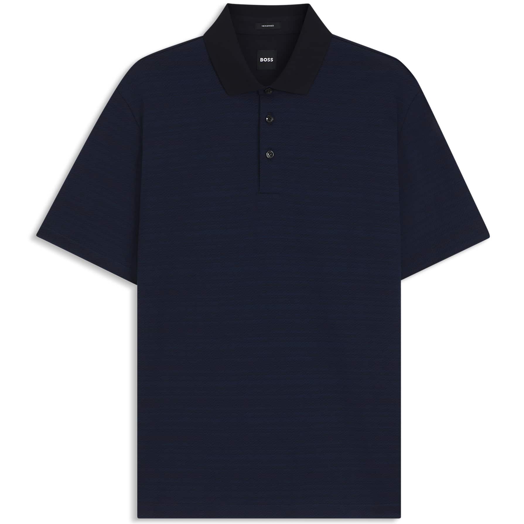 BOSS H-PARRIS 102 GRID PATTERN MERCERISED-COTTON POLO SHIRT