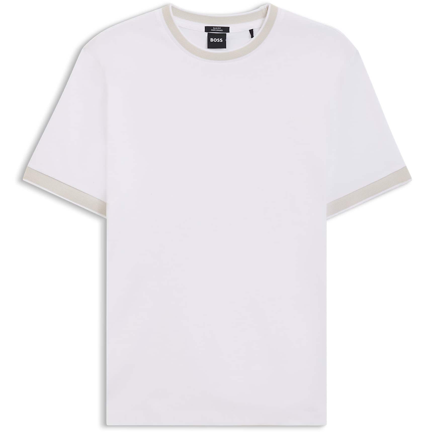 BOSS H-TESSLER 200 CONTRAST TRIM MERCERISED-COTTON T-SHIRT