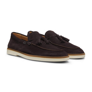 BOSS HEDLEY SUEDE TASSEL TRIM LOAFERS
