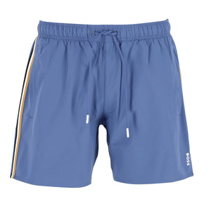 BOSS ICONIC SIGNATURE STRIPE AND LOGO SWIM SHORTS