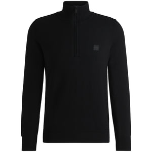 BOSS KANOBIX COTTON-CASHMERE ZIP-NECK KNIT JUMPER