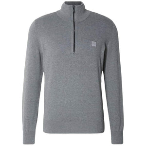 BOSS KANOBIX COTTON-CASHMERE ZIP-NECK KNIT JUMPER