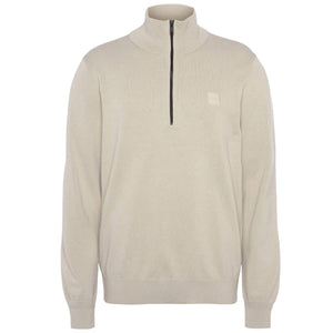 BOSS KANOBIX COTTON-CASHMERE ZIP-NECK KNIT JUMPER