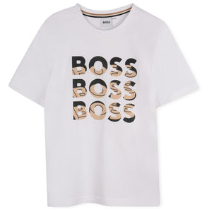 BOSS KIDS STACKED LOGO PRINT T-SHIRT
