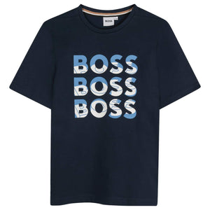 BOSS KIDS STACKED LOGO PRINT T-SHIRT