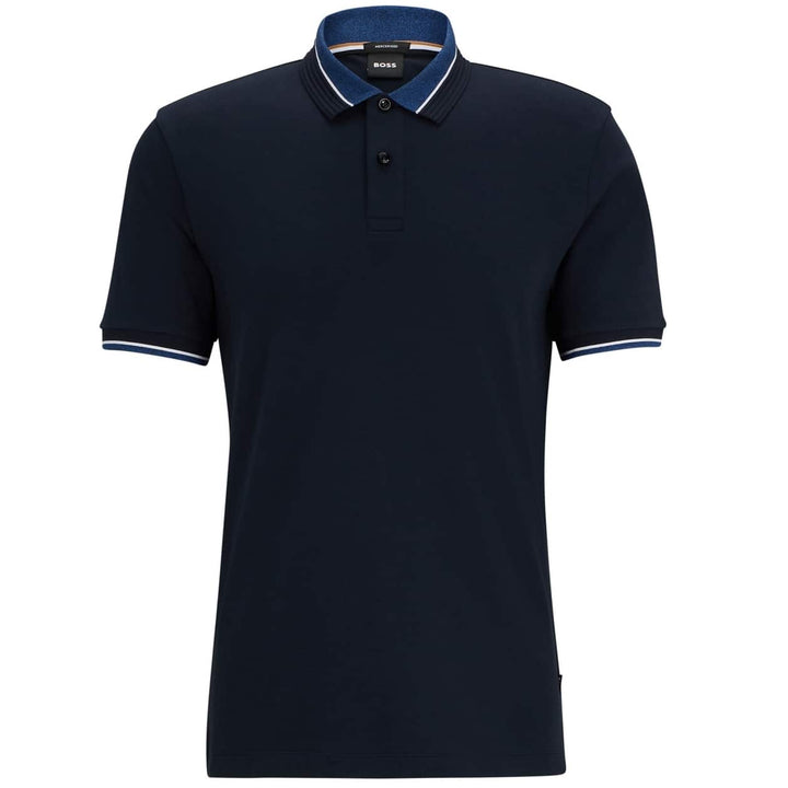BOSS PARLAY 200 CONTRAST TIPPED MERCERISED COTTON POLO SHIRT