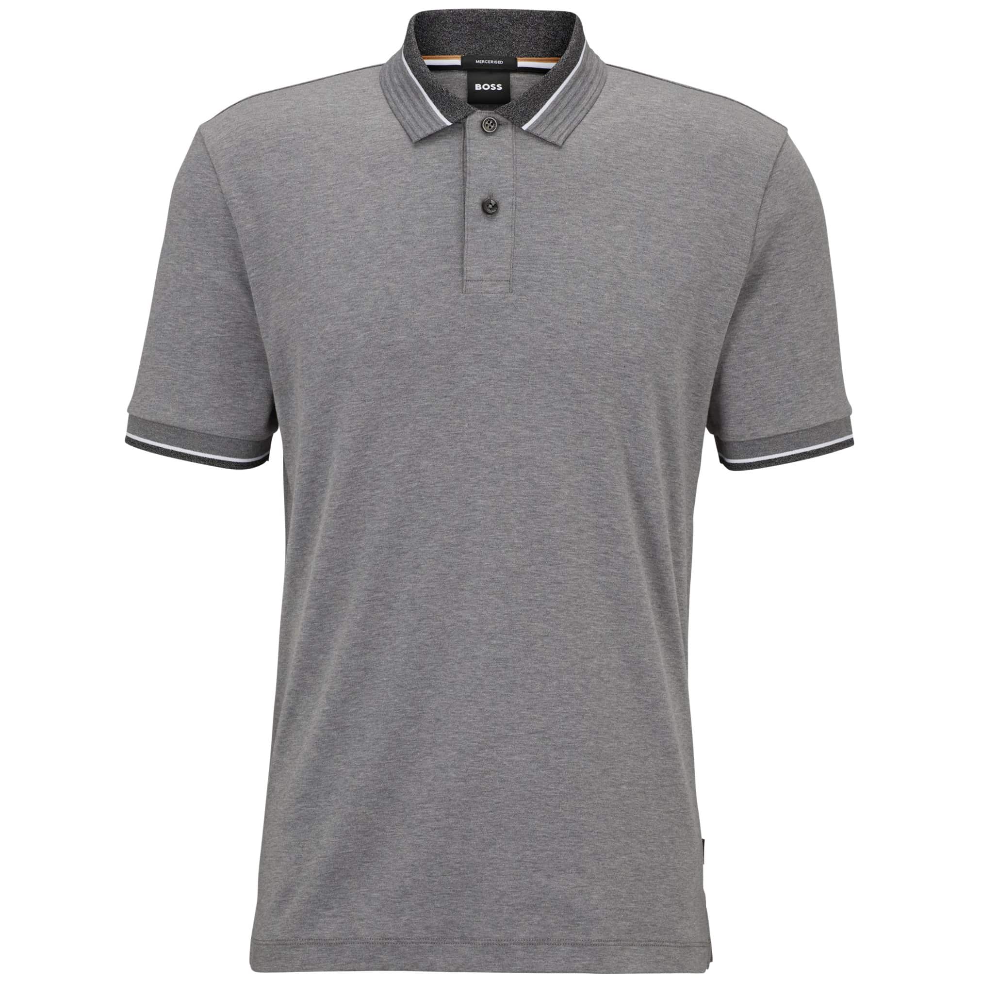 BOSS PARLAY 200 CONTRAST TIPPED MERCERISED COTTON POLO SHIRT